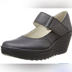 Fly London • Yasi Mary Jane wedge heels chunky pump Black Size 41